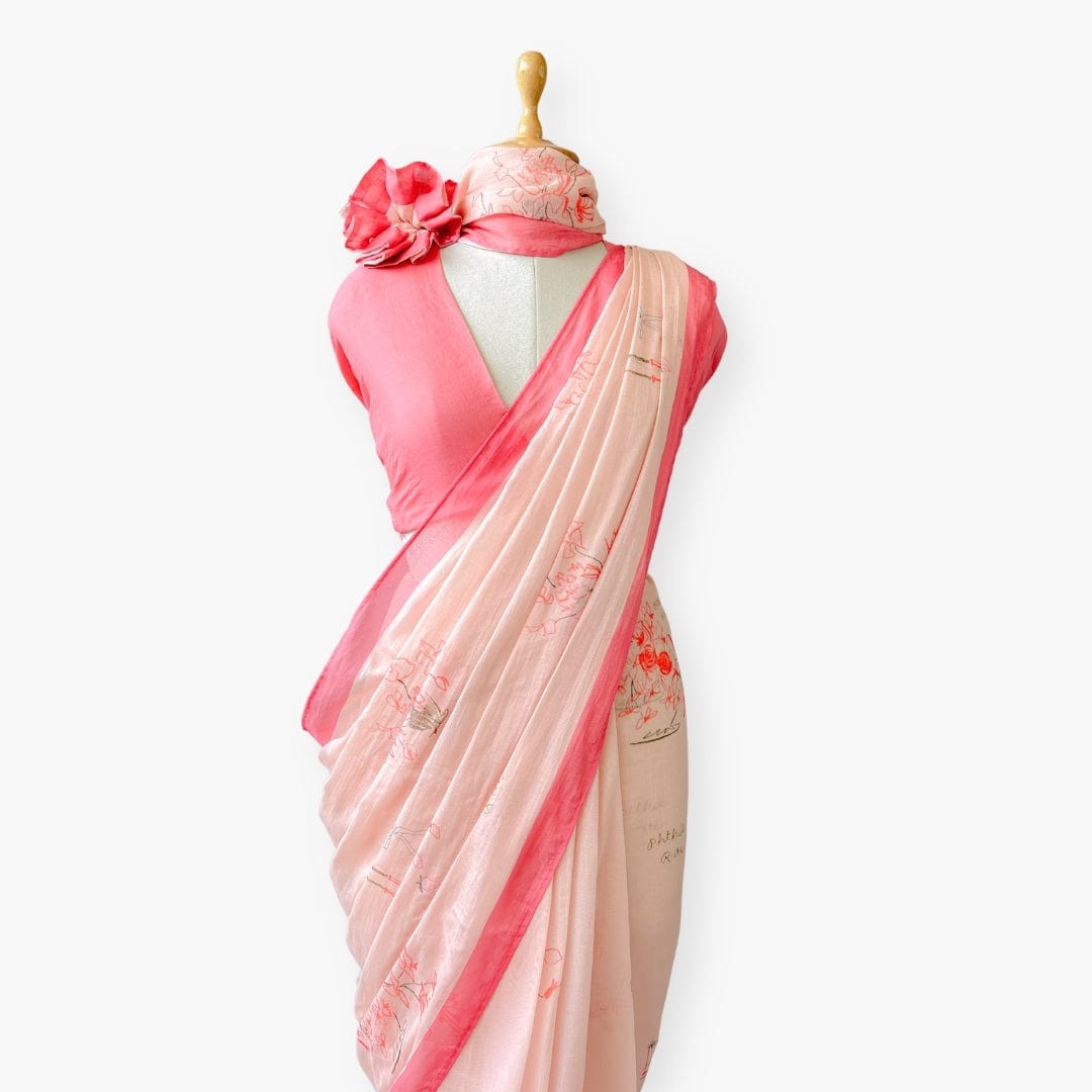 Printed Mul Chanderi Saree Saree Pastel Peach Printed Pure Mul Chanderi Saree With Unstitched Blouse Piece