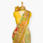 Printed Mul Chanderi Saree Saree Sunshine Yellow Chanderi Saree