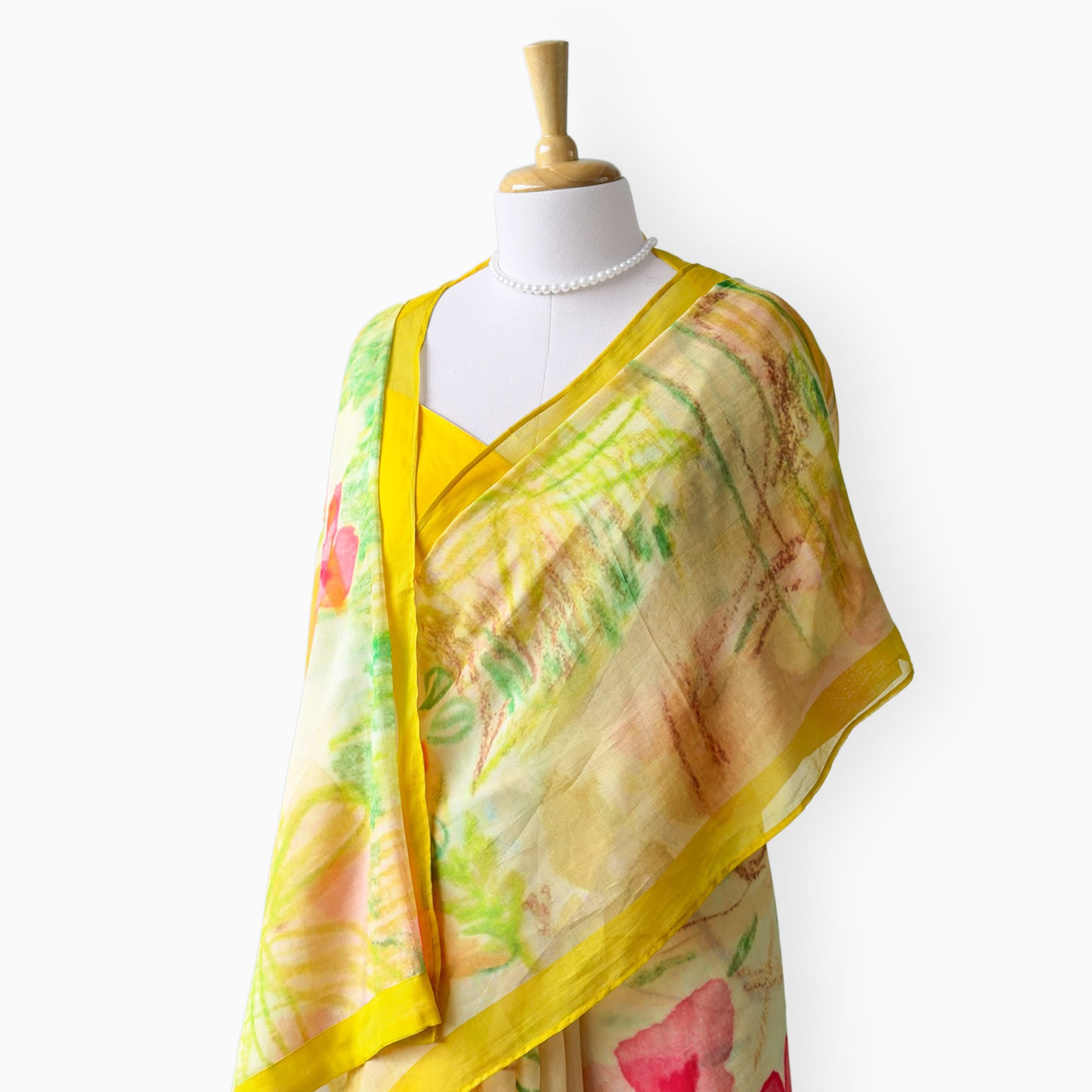 Printed Mul Chanderi Saree Saree Sunshine Yellow Mul Chanderi Saree