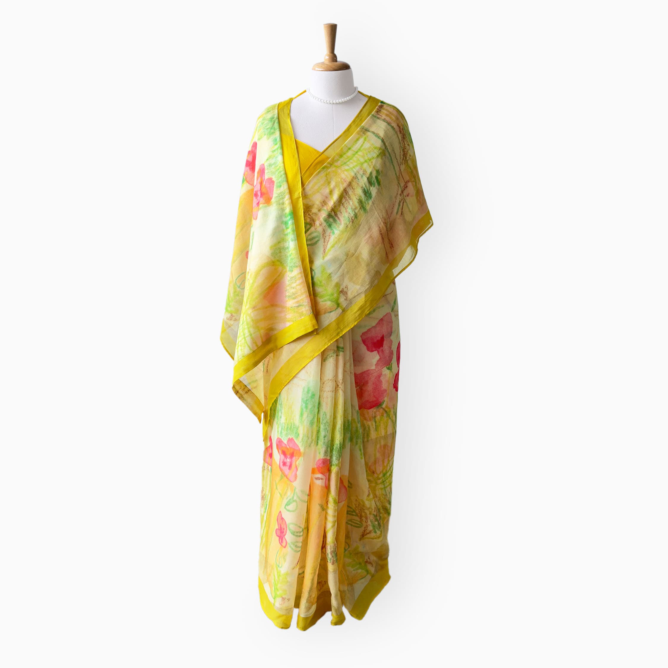 Printed Mul Chanderi Saree Saree Sunshine Yellow Mul Chanderi Saree
