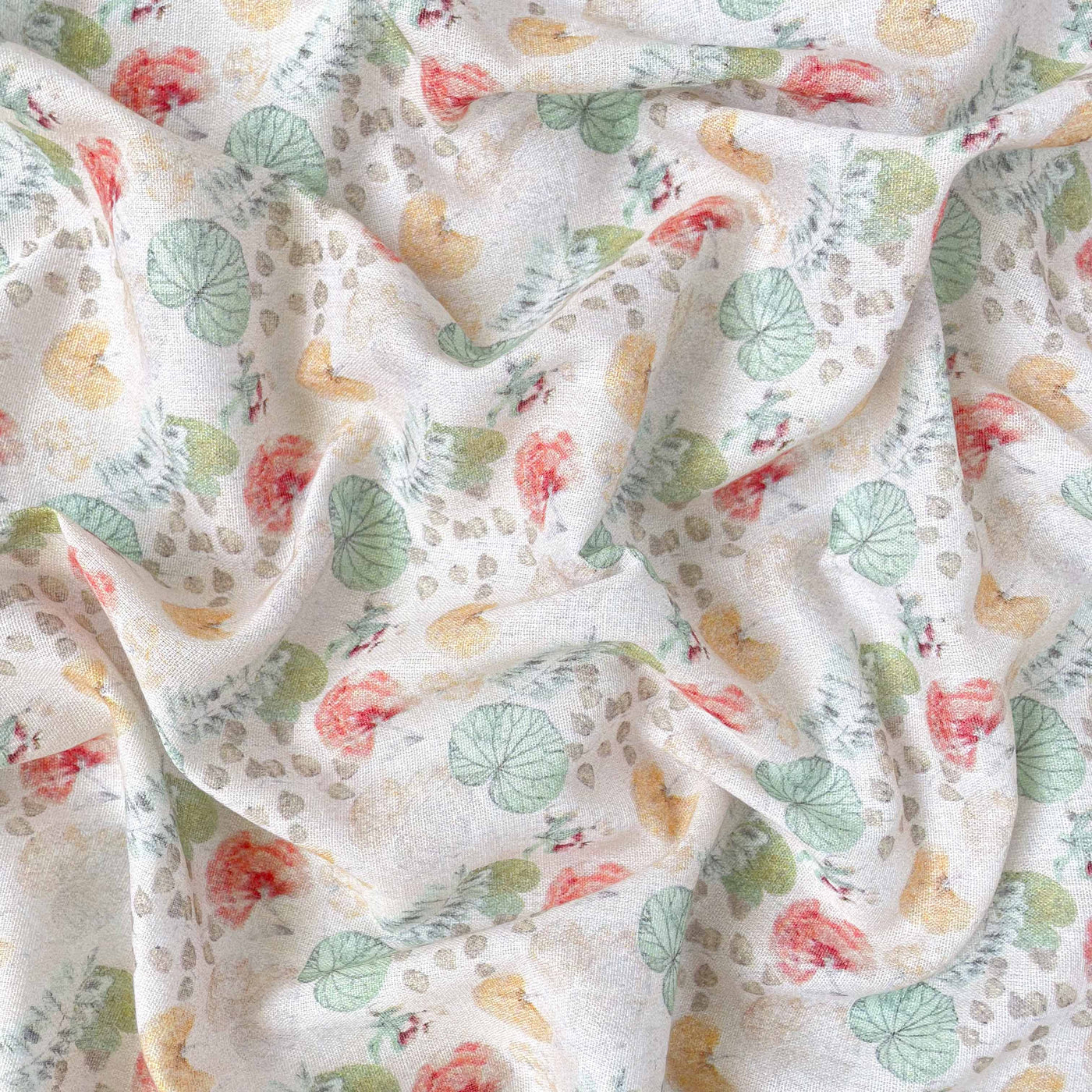 Printed Pure Cotton Linen Fabric Fabric Unisex Colorful Treasured Blooms Printed Pure Cotton Linen Fabric (Width 44 Inches)