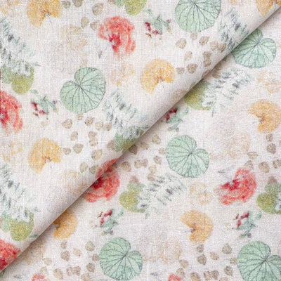 Printed Pure Cotton Linen Fabric Fabric Unisex Colorful Treasured Blooms Printed Pure Cotton Linen Fabric (Width 44 Inches)