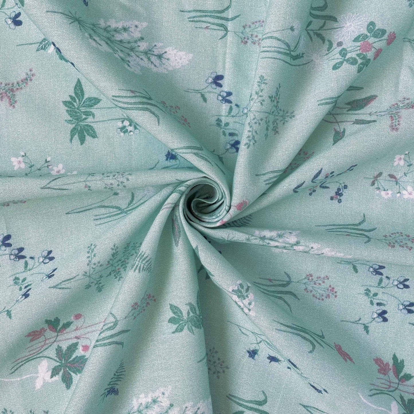 Printed Pure Cotton Linen Fabric Fabric Unisex Dusty Mint Green Timeless Botanicals Printed Pure Cotton Linen Fabric (Width 44 Inches)