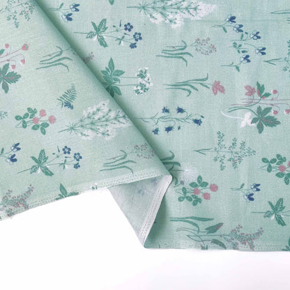 Printed Pure Cotton Linen Fabric Fabric Unisex Dusty Mint Green Timeless Botanicals Printed Pure Cotton Linen Fabric (Width 44 Inches)