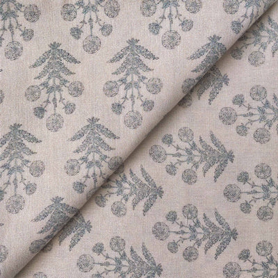 Printed Pure Cotton Linen Fabric Fabric Unisex Grey & Beige Vintage Floral Bunch Printed Pure Cotton Linen Fabric (Width 44 Inches)