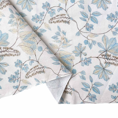 Printed Pure Cotton Linen Fabric Fabric Unisex Pastel Blue Leafy Paradise Printed Pure Cotton Linen Fabric (Width 44 Inches)
