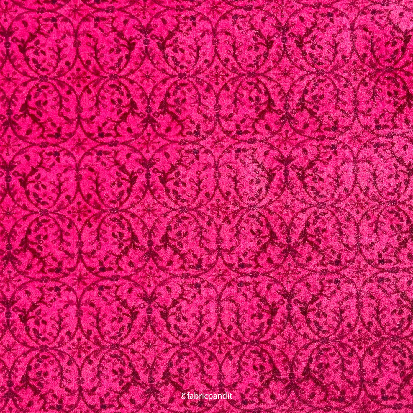 Printed Velvet Fabric Cut Piece (CUT PIECE) Ruby Red Abstract Floral Digital Print Pure Velvet Fabric (Width 44 Inches)