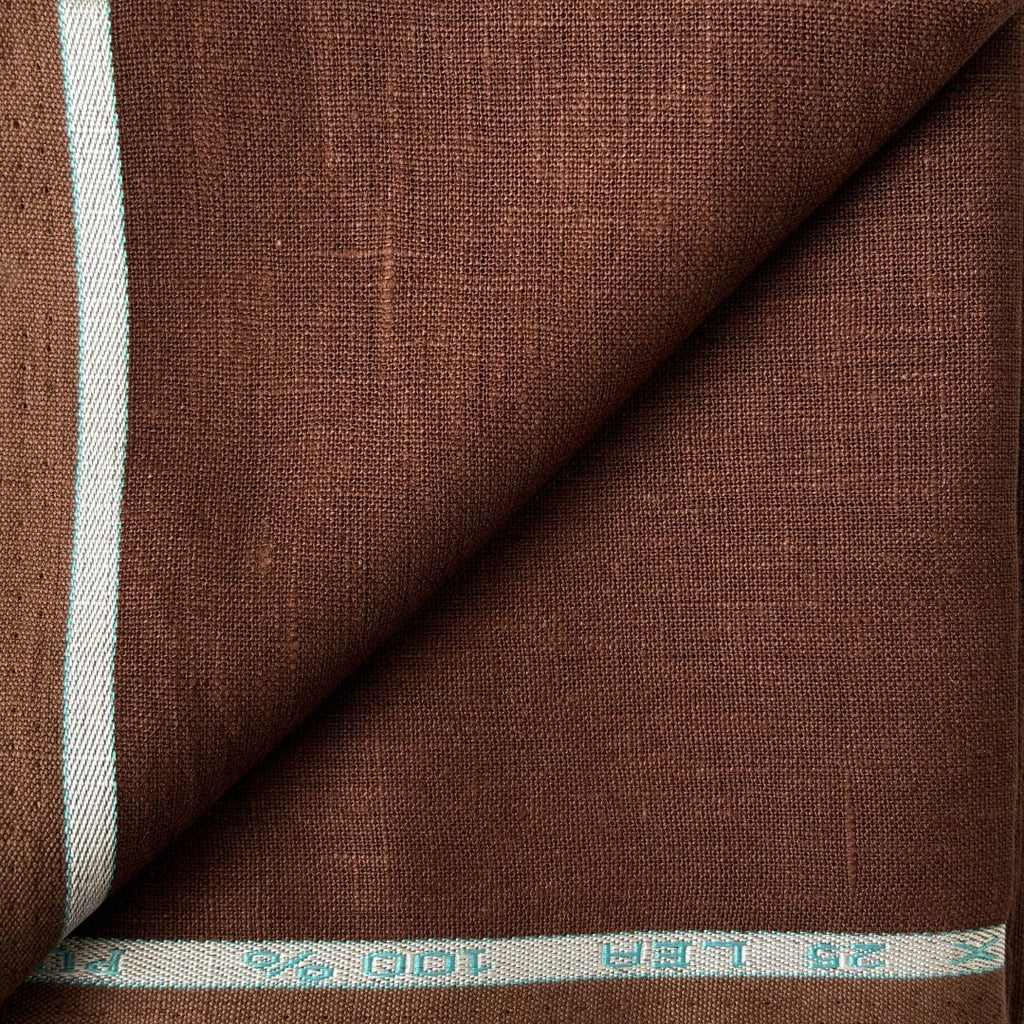 Pure Linen Pant Fabric Cut Piece (CUT PIECE) Chocolate Brown Plain Premium 25 Lea Pure Linen Fabric (Width 58 Inches)