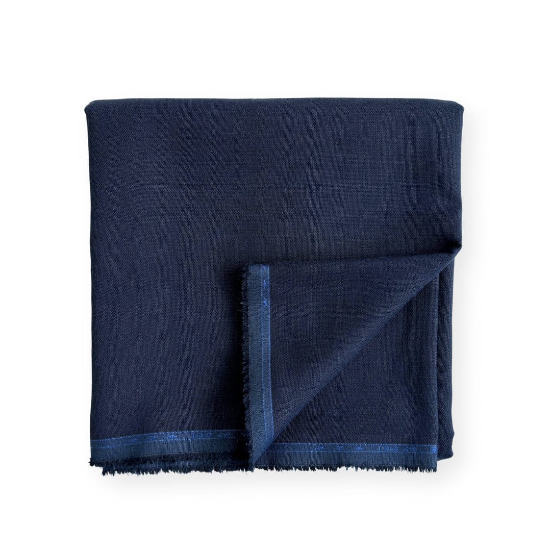 Pure Linen Pant Fabric Cut Piece (CUT PIECE) Dark Blue Plain Premium 25 Lea Pure Linen Fabric (Width 58 Inches)