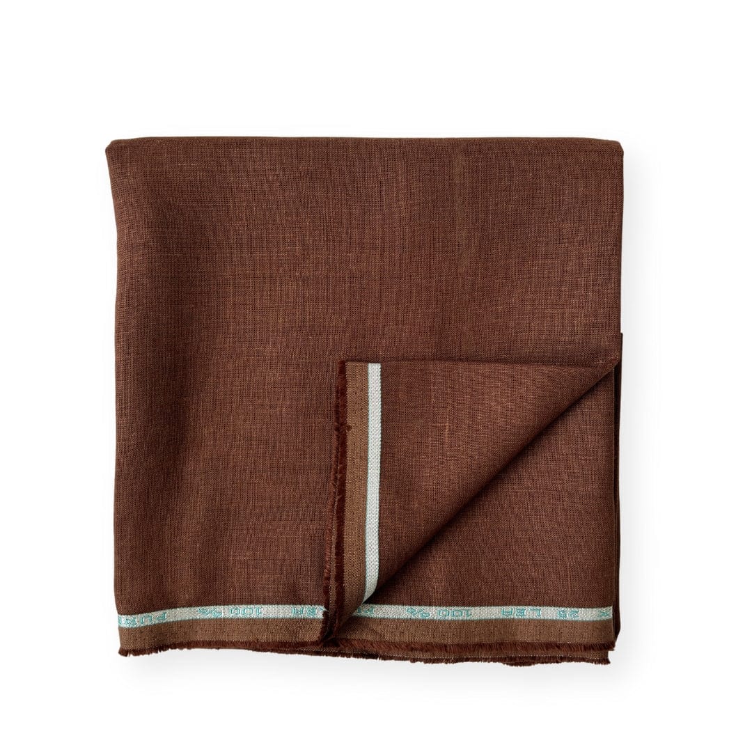 Pure Linen Pant Fabric Fabric Chocolate Brown Plain Premium 25 Lea Pure Linen Pant Fabric (Width 58 Inches)