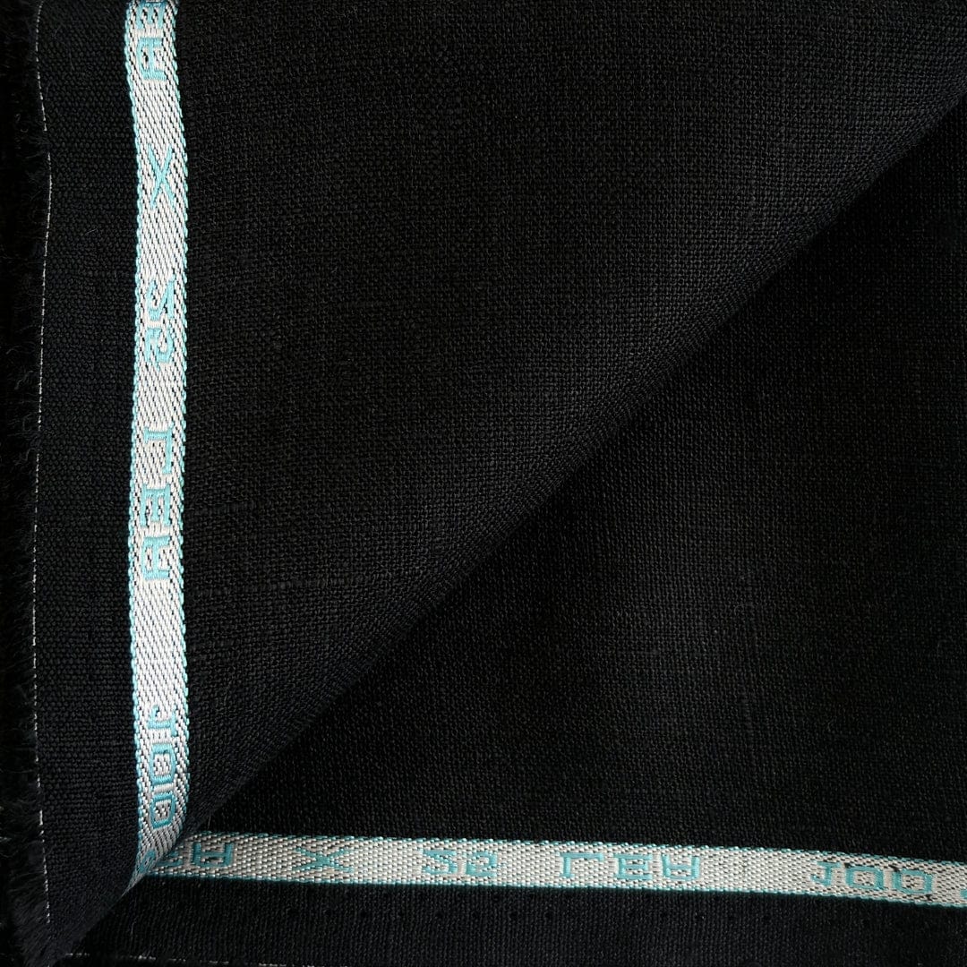 Pure Linen Pant Fabric Fabric Jade Black Plain Premium 25 Lea Pure Linen Pant Fabric (Width 58 Inches)