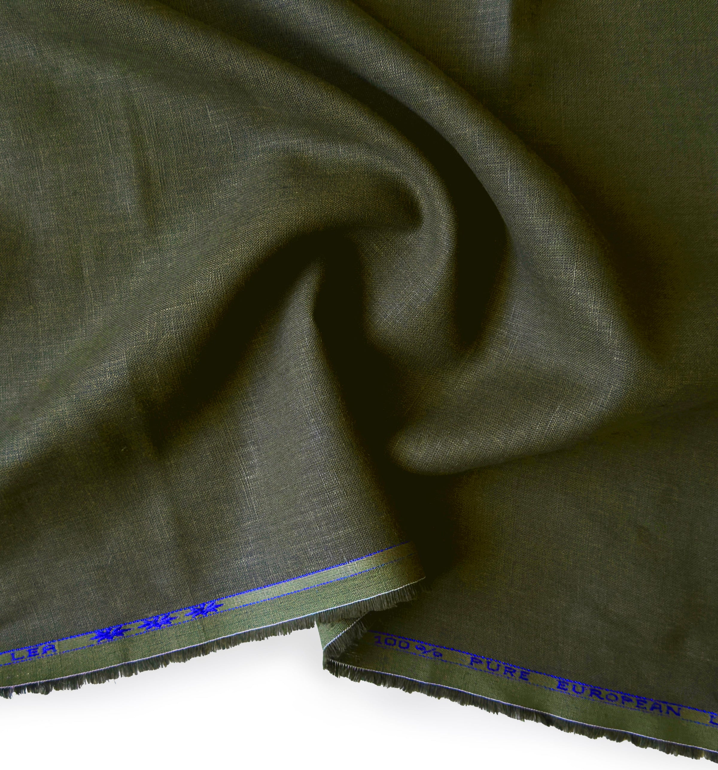 Pure Linen Pant Fabric Fabric Military Green Plain Premium 25 Lea Pure Linen Pant Fabric (Width 58 Inches)