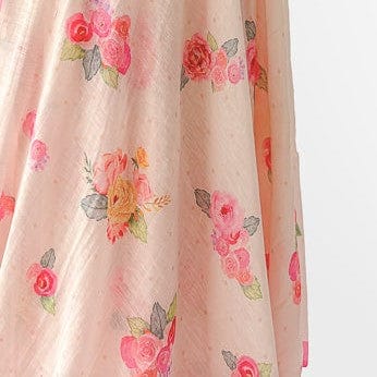 Pure Linen Saree Cut Piece (CUT PIECE) Blush Pink The Linen Story Printed Pure Linen Fabric (Width 44 Inches)