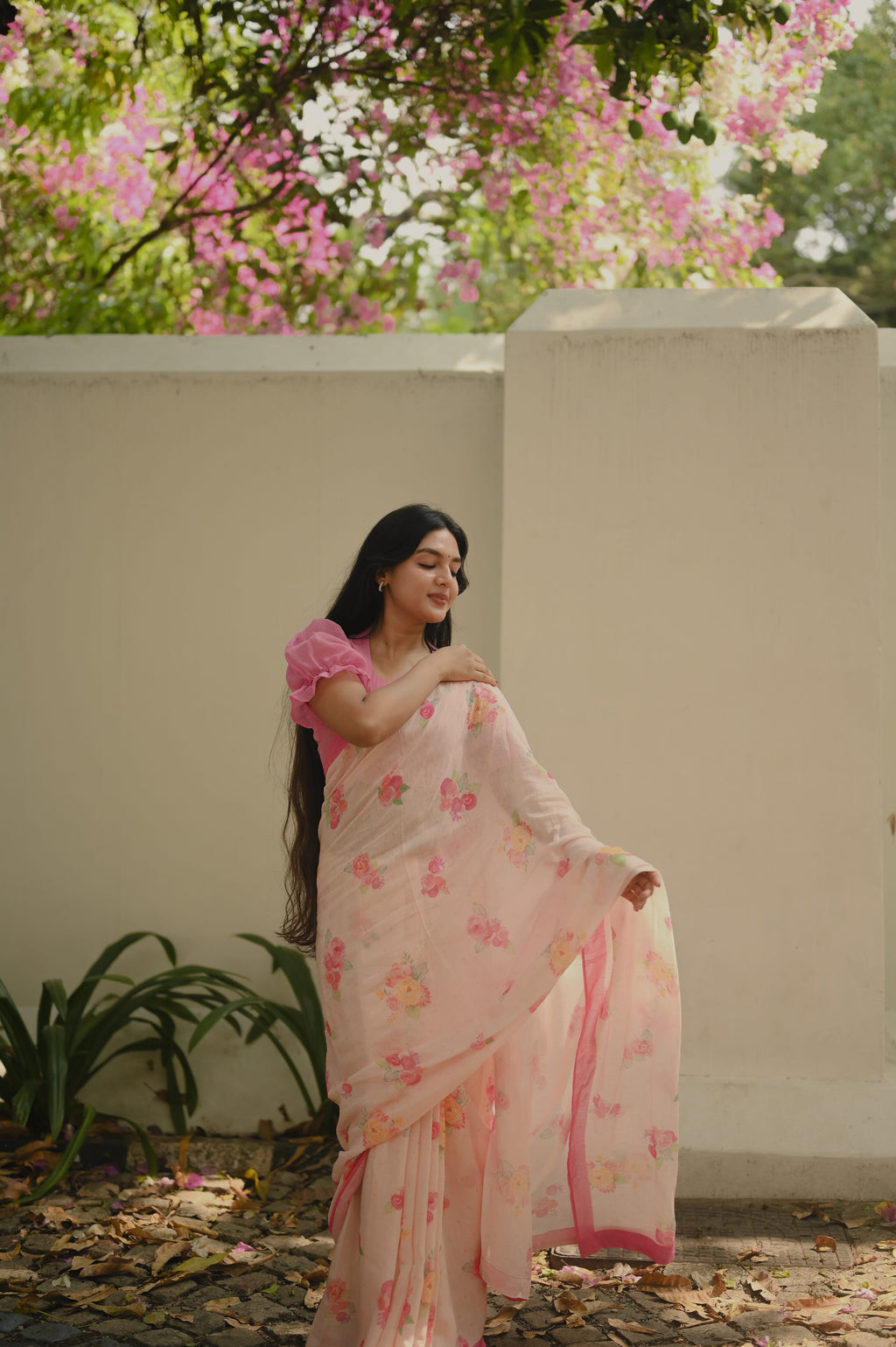 Pure Linen Saree Saree Blush Pink Linen Saree