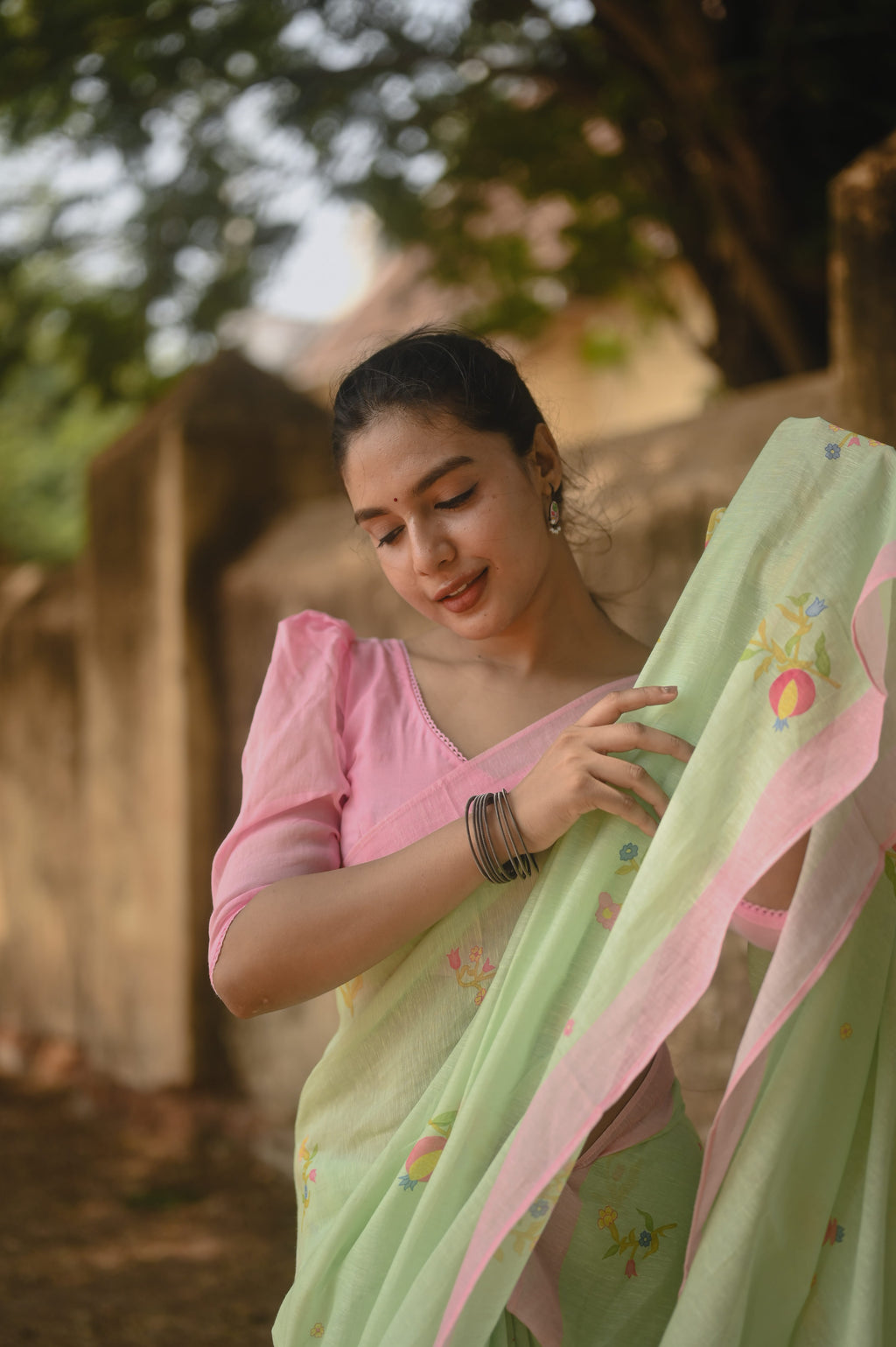 Pure Linen Saree Saree Bright Turquoise Linen Saree