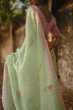 Pure Linen Saree Saree Bright Turquoise Linen Saree