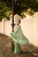 Pure Linen Saree Saree Bright Turquoise Linen Saree