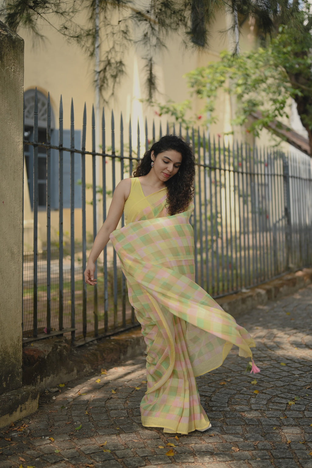 Pure Linen Saree Saree Bright Yellow Linen Saree