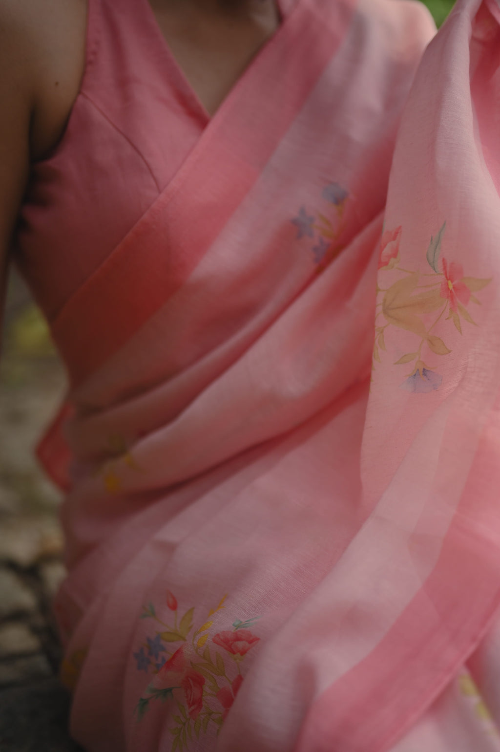 Pure Linen Saree Saree Dreamy Pink Linen Saree