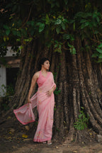 Pure Linen Saree Saree Dreamy Pink Linen Saree