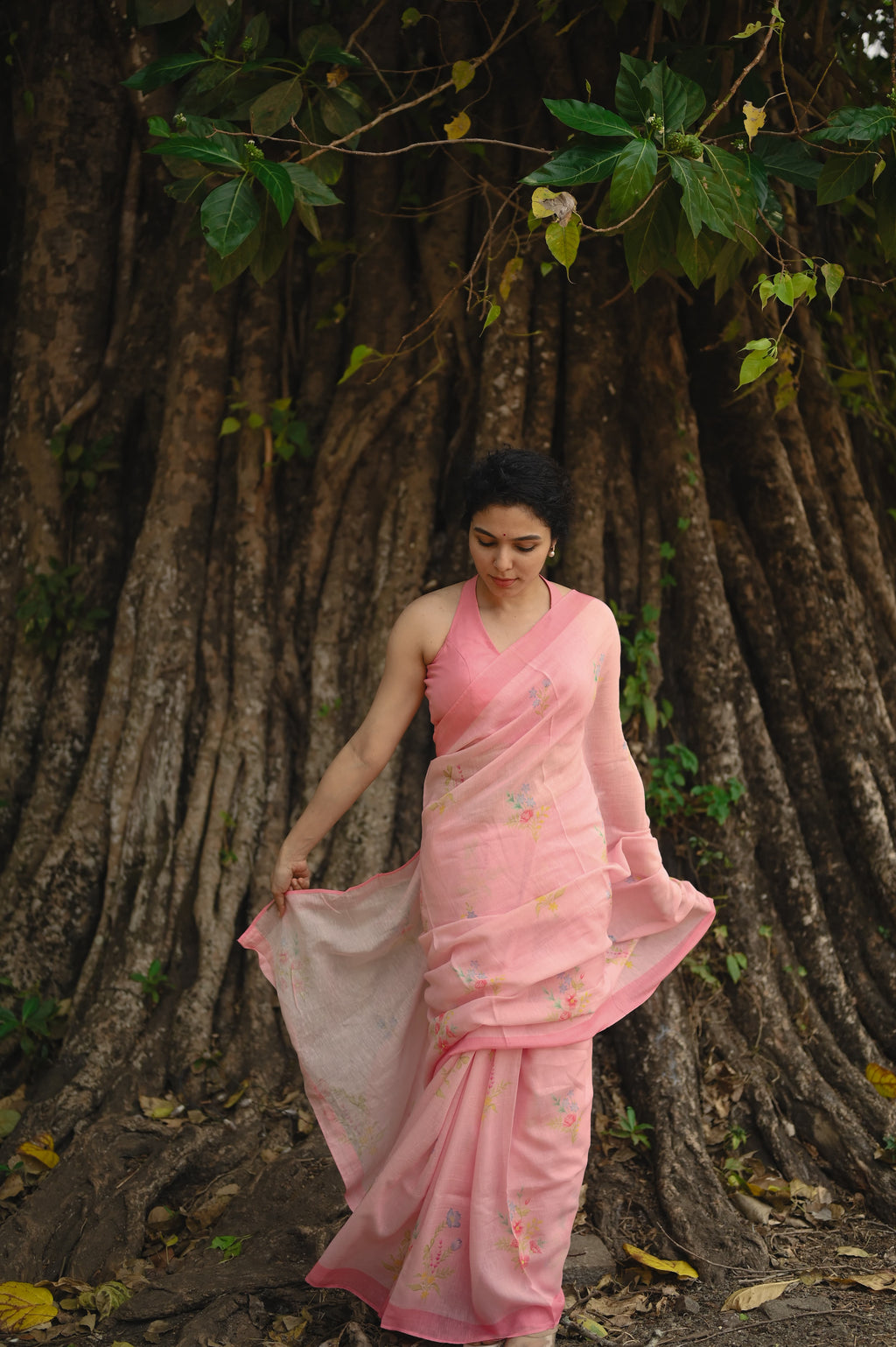Pure Linen Saree Saree Dreamy Pink Linen Saree