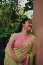 Pure Linen Saree Saree Fresh Green Linen Saree