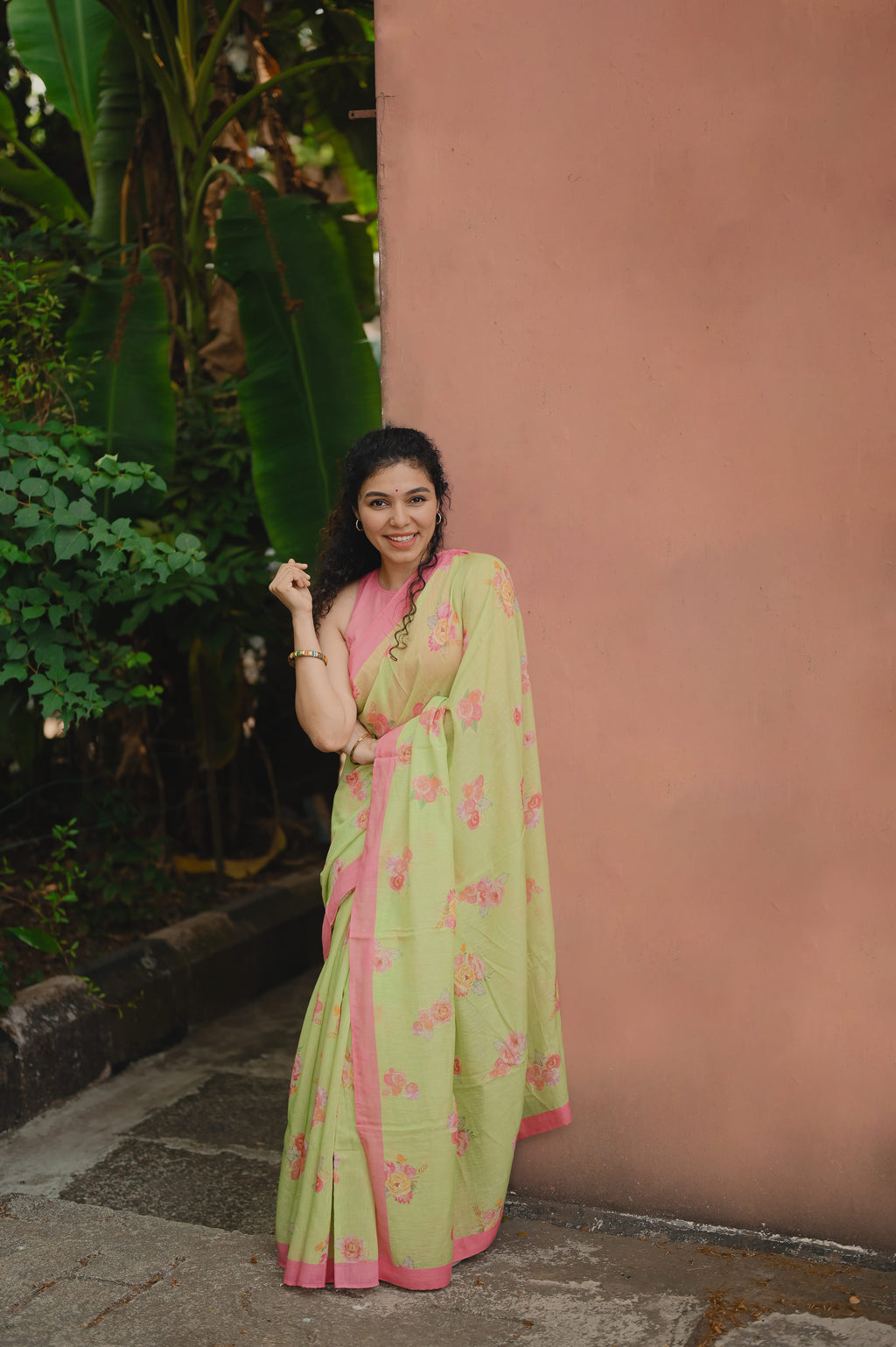 Pure Linen Saree Saree Fresh Green Linen Saree