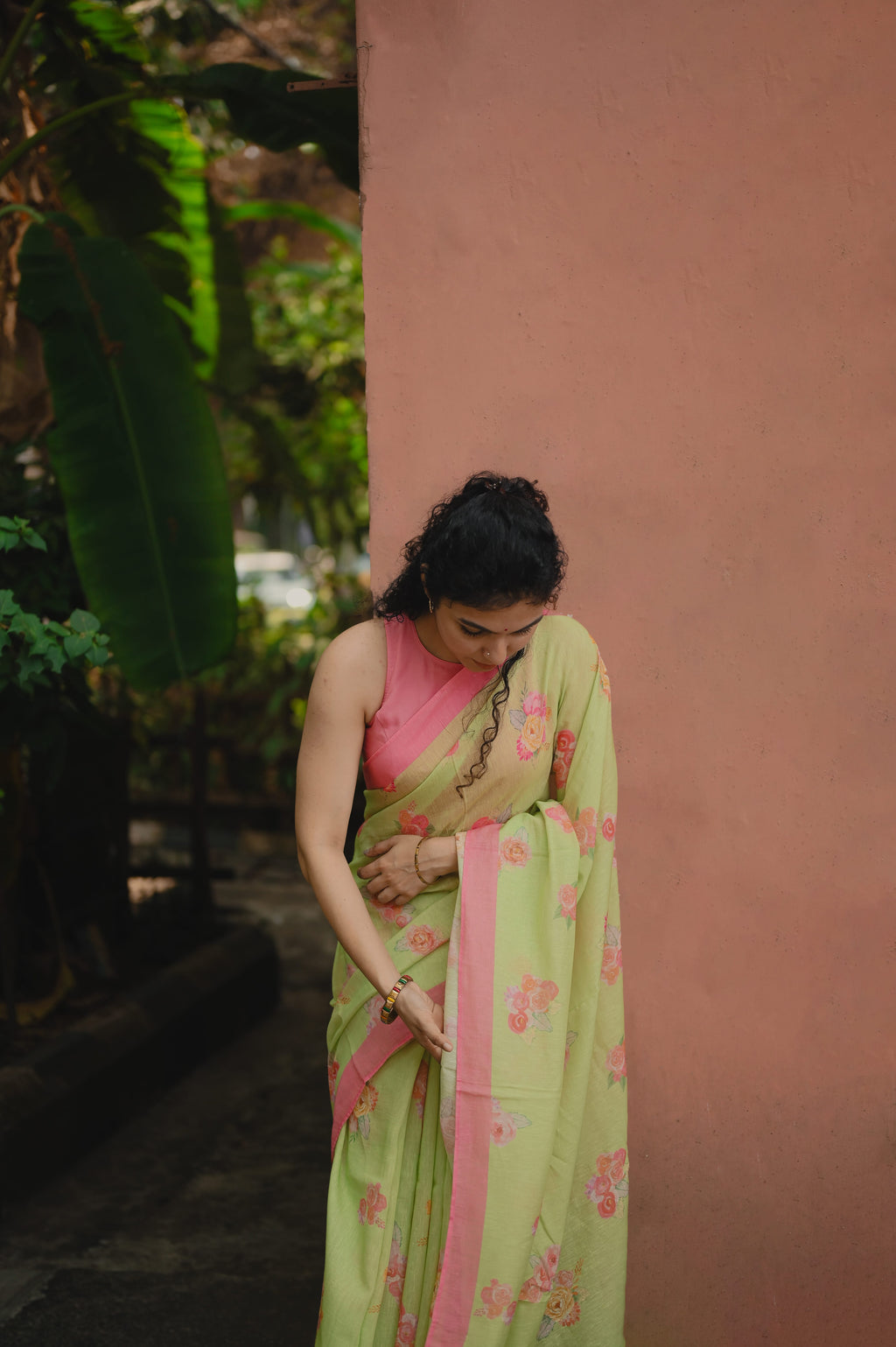 Pure Linen Saree Saree Fresh Green Linen Saree