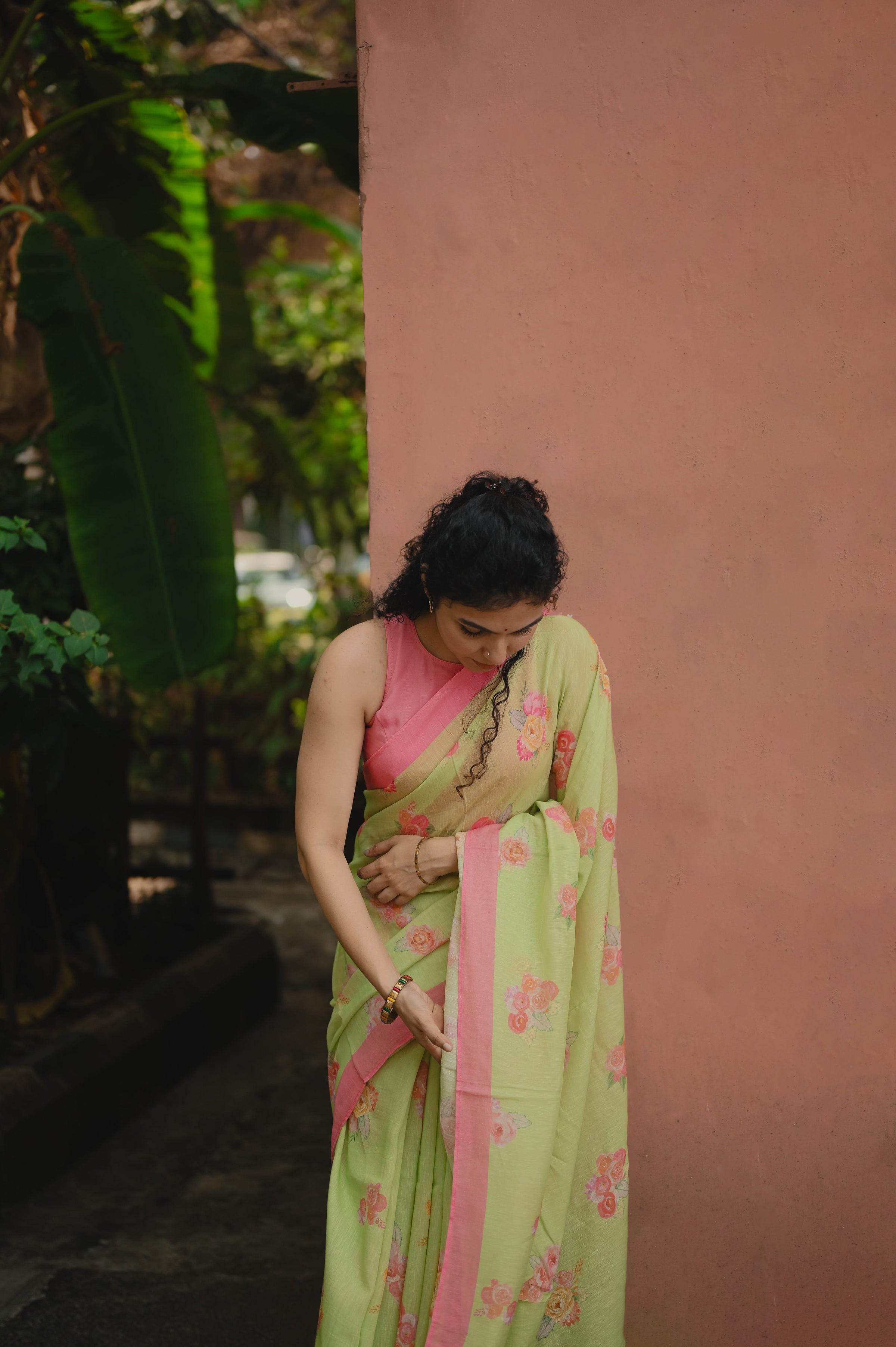 Pure Linen Saree Saree Fresh Green Linen Saree