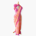 Pure Linen Saree Saree Fresh Mauve The Linen Story Printed Checks Pure Linen Saree With Unstitched Blouse Piece