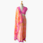 Pure Linen Saree Saree Fresh Mauve The Linen Story Printed Checks Pure Linen Saree With Unstitched Blouse Piece