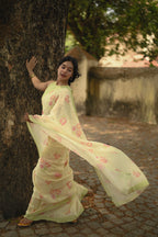 Pure Linen Saree Saree Fresh Yellow Linen Saree