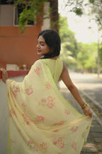Pure Linen Saree Saree Fresh Yellow Linen Saree