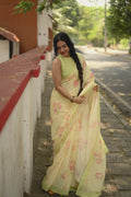 Pure Linen Saree Saree Fresh Yellow Linen Saree