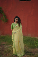 Pure Linen Saree Saree Lemon Yellow Linen Saree