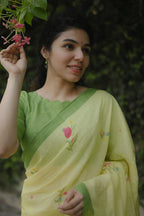 Pure Linen Saree Saree Lemon Yellow Linen Saree