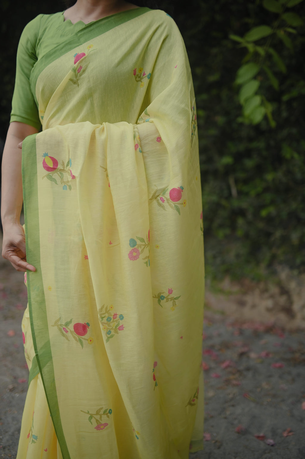 Pure Linen Saree Saree Lemon Yellow Linen Saree