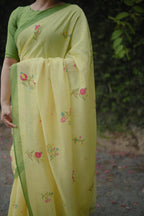 Pure Linen Saree Saree Lemon Yellow Linen Saree
