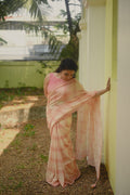 Pure Linen Saree Saree Light Peach Linen Saree
