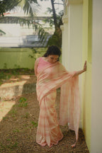 Pure Linen Saree Saree Light Peach Linen Saree