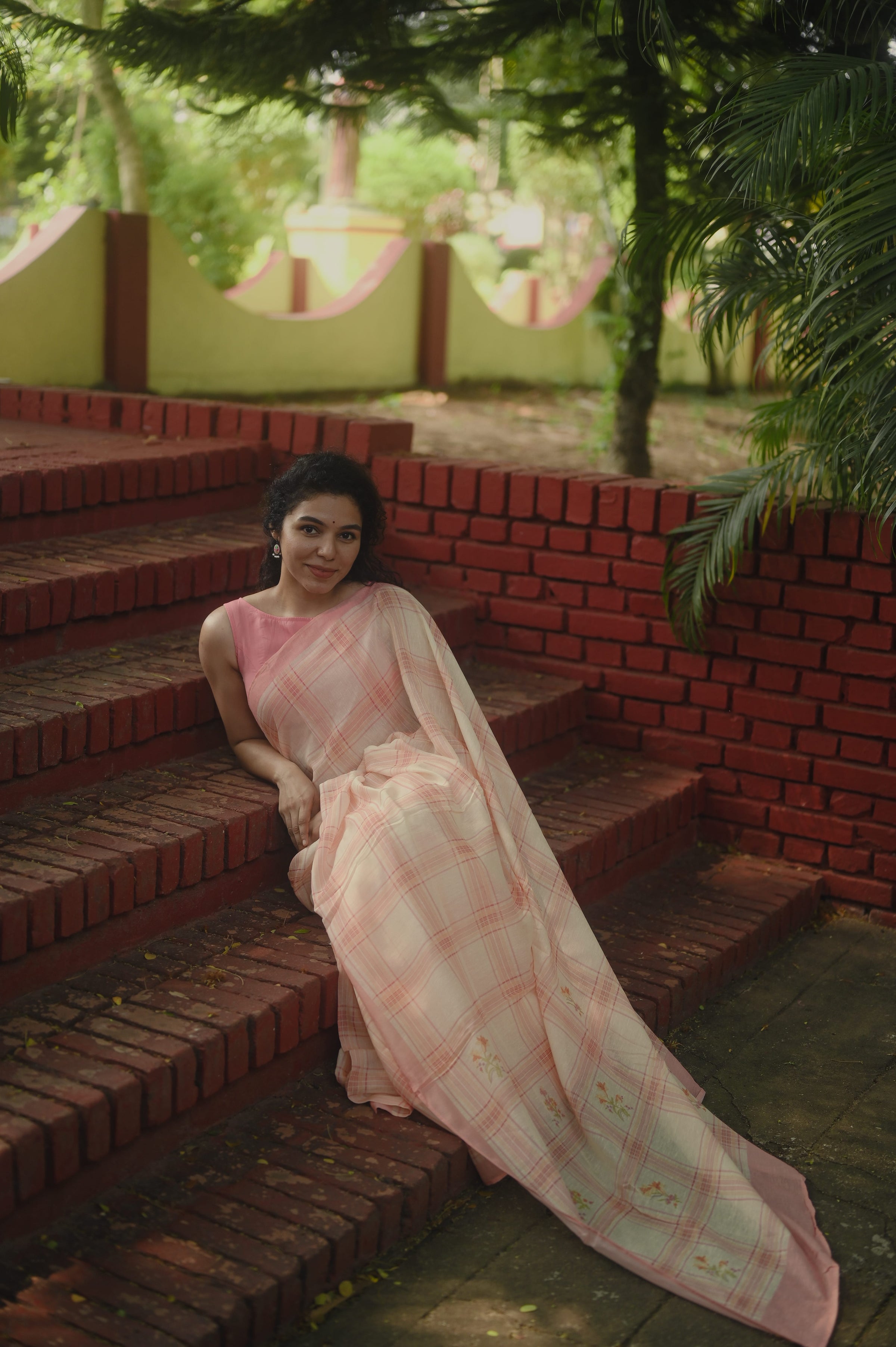 Pure Linen Saree Saree Light Peach Linen Saree