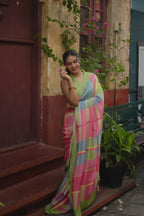 Pure Linen Saree Saree Lime Green Linen Saree