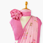 Pure Linen Saree Saree Pastel Lilac & Pink The Linen Story Printed Pure Linen Saree With Unstitched Blouse Piece