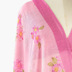 Pure Linen Saree Saree Pastel Lilac & Pink The Linen Story Printed Pure Linen Saree With Unstitched Blouse Piece