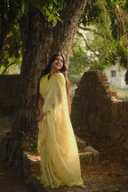 Pure Linen Saree Saree Pastel Lime Linen Saree