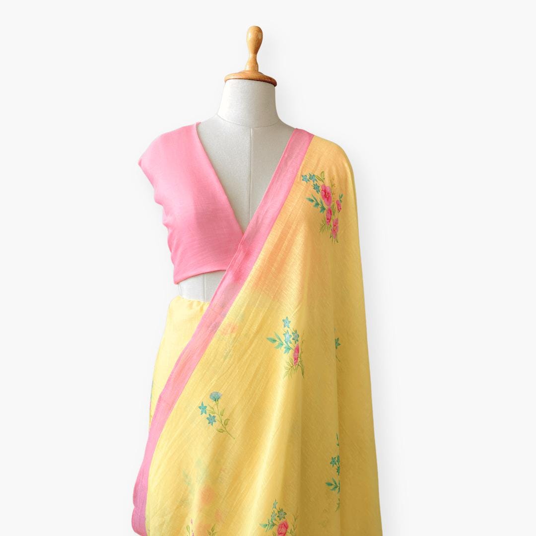 Pure Linen Saree Saree Soft Yellow Linen Saree