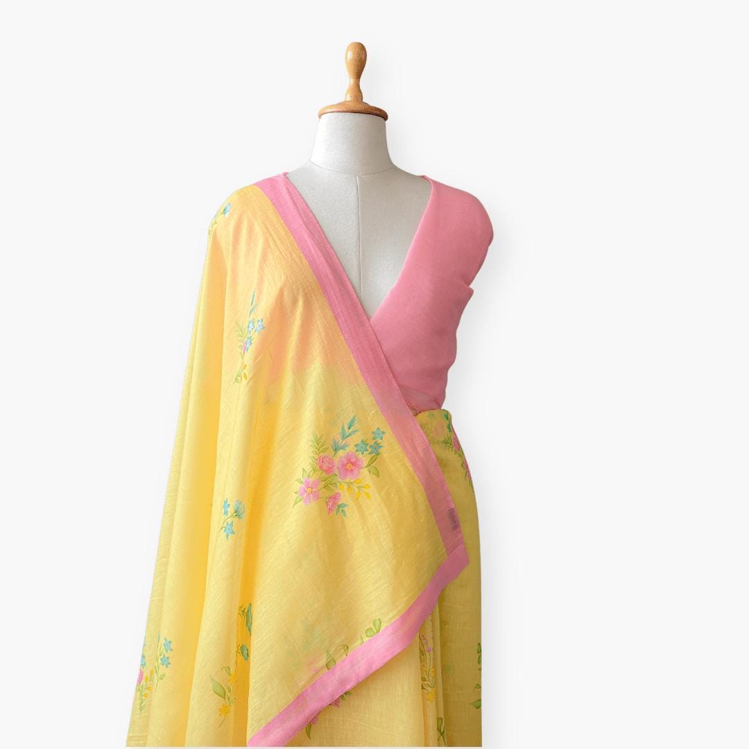 Pure Linen Saree Saree Soft Yellow Linen Saree