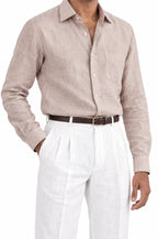 Pure Linen Shirt & Trouser Combo Shirt Pant Combo A Rosé Afternoon Linen Unstitched Shirt & Pant Combo