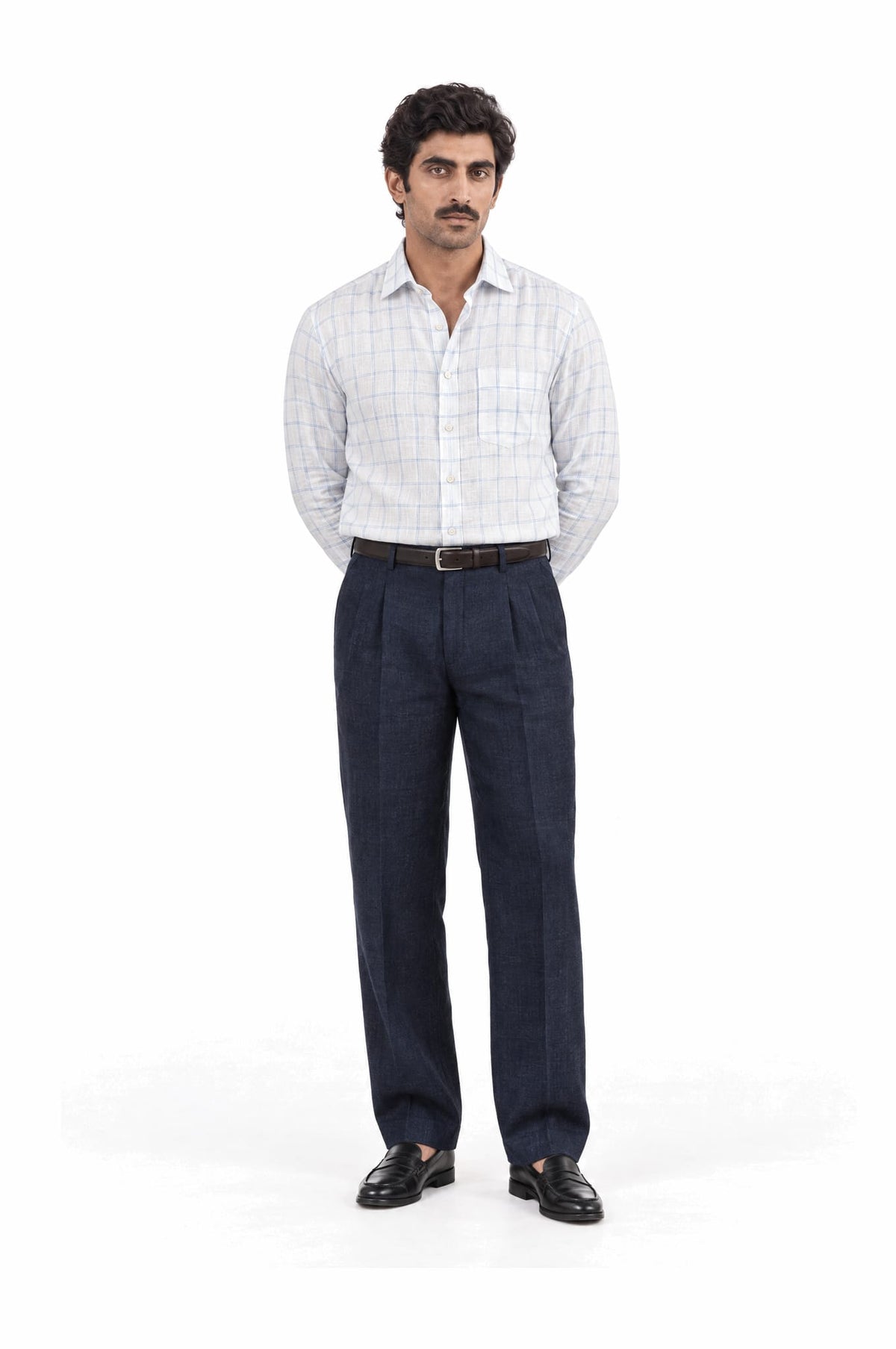 Pure Linen Shirt & Trouser Combo Shirt Pant Combo Blueprint Linen Unstitched Shirt & Pant Combo