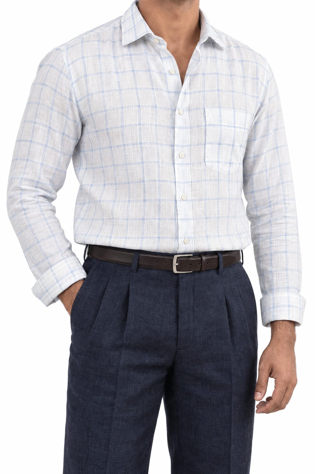 Pure Linen Shirt & Trouser Combo Shirt Pant Combo Blueprint Linen Unstitched Shirt & Pant Combo